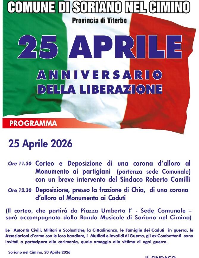 Celebrazione 25 Aprile 2026 – Festa della Liberazione